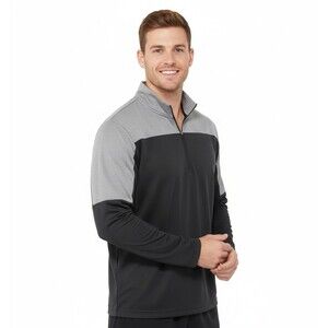 adidas Pullover mens 1/4 zip UPF lightweight long sleeve golf top gray/black XL